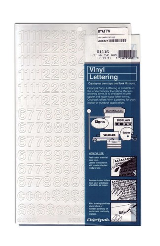 Chartpak vinyl numbers - vinyl, 1/2"